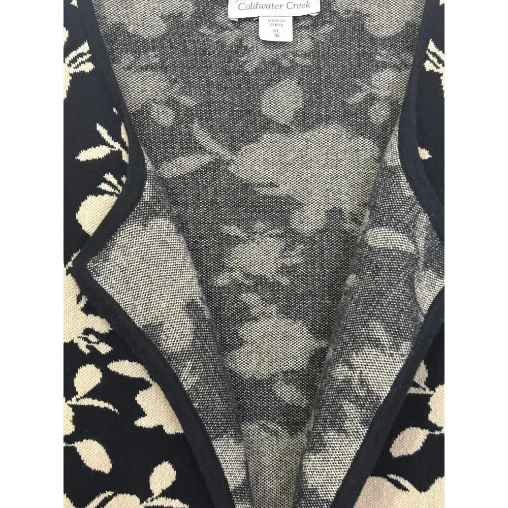 Coldwater Creek Printed Open Cardigan Black and Tan Size XL - Picture 7 of 8